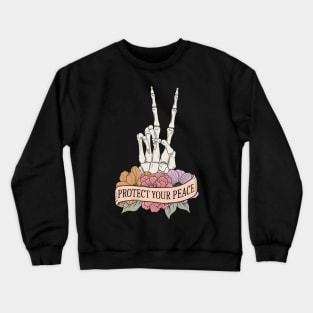 "Protect Your Peace" Skelton Peace Sign Crewneck Sweatshirt